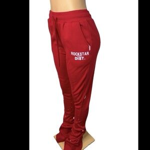 Red 'Rockstar Dist.' Jogger Pants